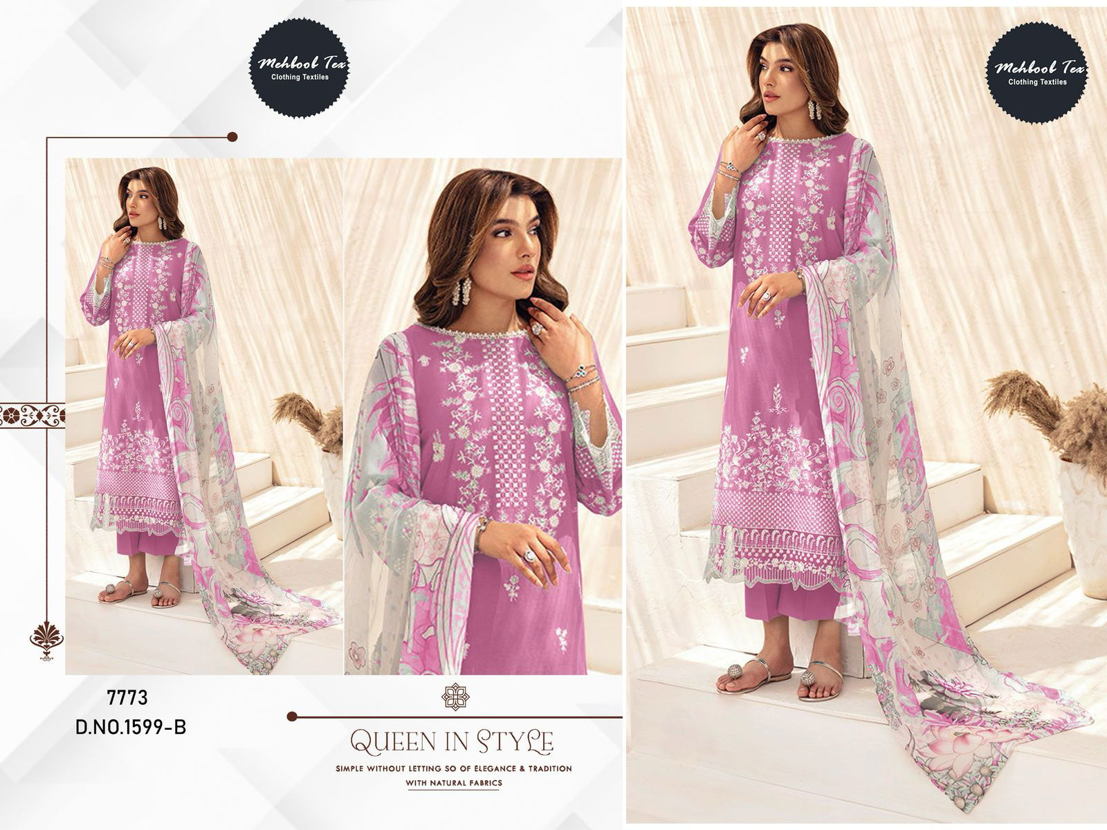 Mehboob Tex 1599 B And C Cotton Dupatta Wholesale Pakistani Salwar Suits In India